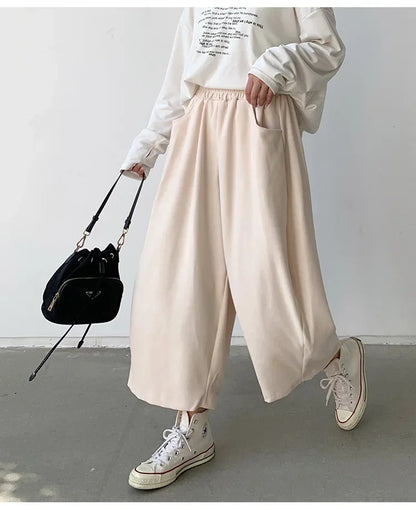 Women’s Casual Harem Pants Bottom – High Waist Cotton Retro Loose Bloomers, Oversized Baggy Sweatpants for Autumn Streetwear