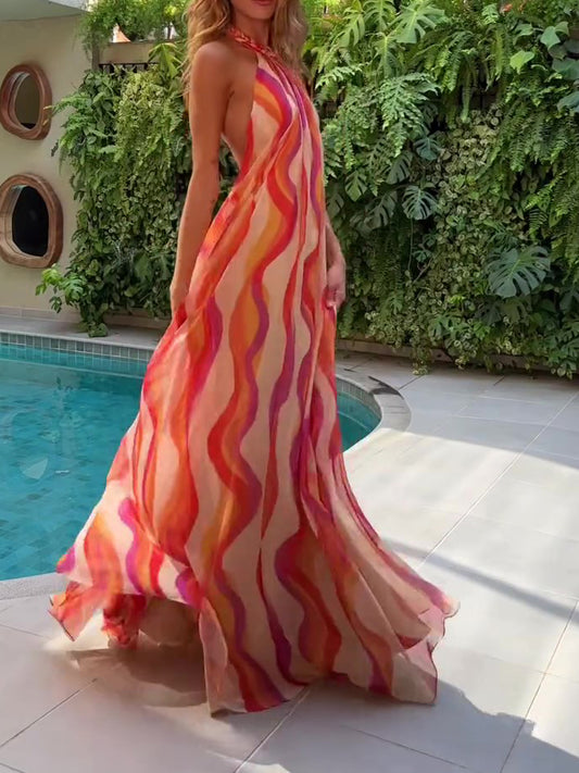 Women’s Halter Neck Gradient Backless Maxi Dress | Holiday | Elegant | Party
