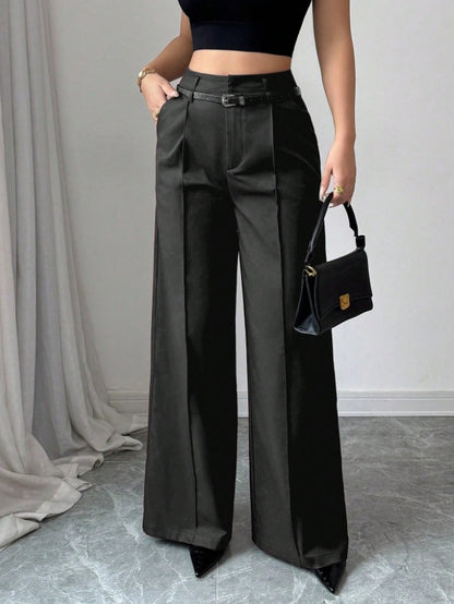 Women’s High Waist Straight Leg Pants Bottoms | Elegant | Loose Fit | Work