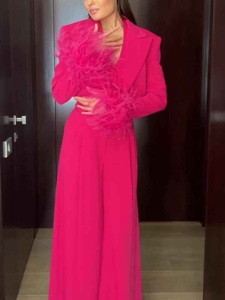Women’s Three Piece Set | Rose | Furry | Chic