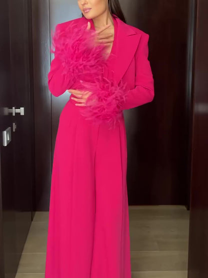 Women’s Three Piece Set | Rose | Furry | Chic