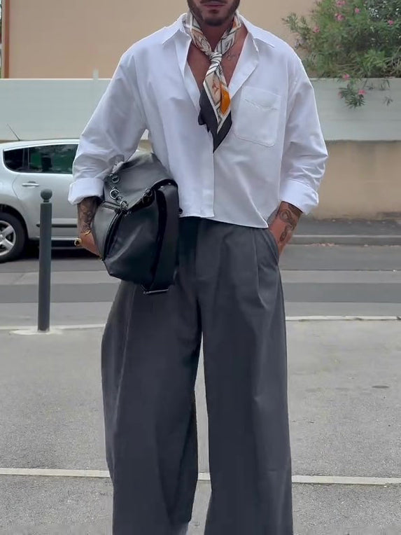 Men’s High Waist Wide Leg Pants Bottoms | Casual | Streetwear | Relaxed