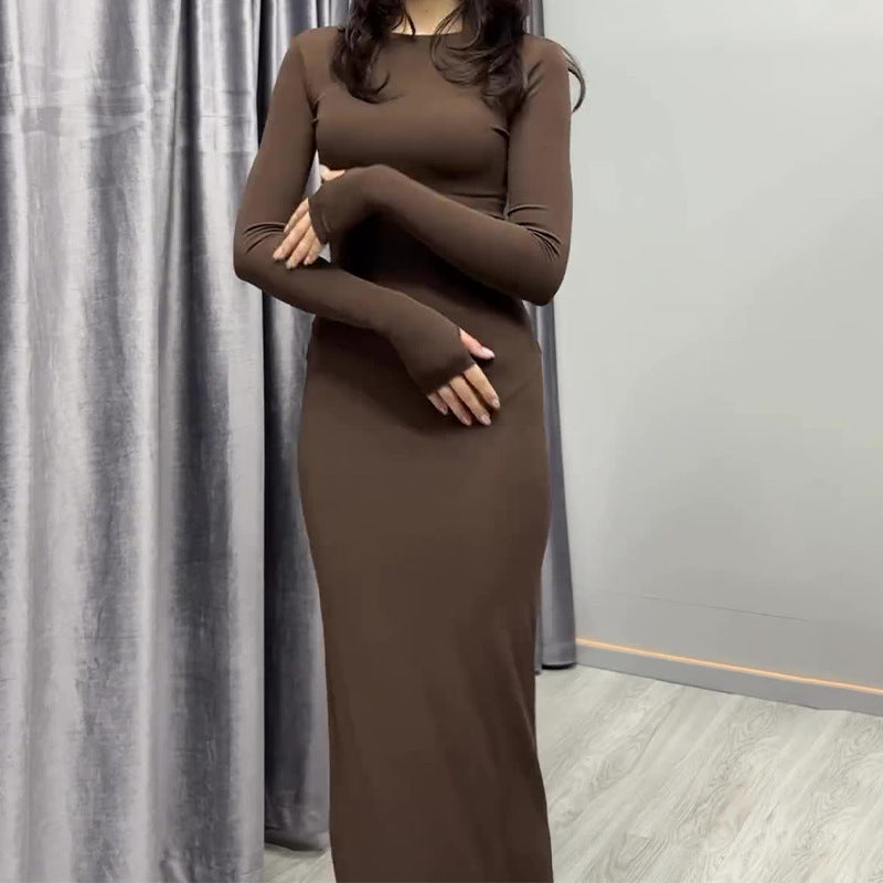 Women’s Long Sleeve Slim Fit Maxi Dress | Solid Color | Elegant | Party