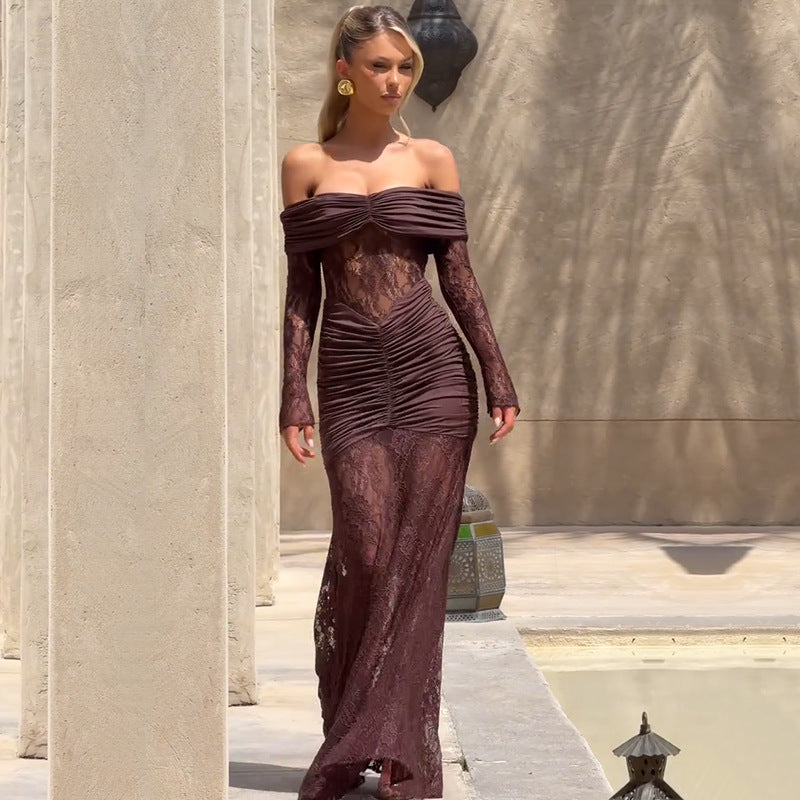 Women’s Bandeau Lace Long Dress | Elegant | Party | Evening