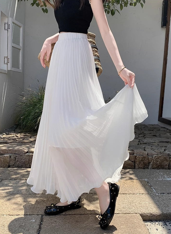 Women’s High Waist Pleated Skirt Bottoms | Chiffon | Elegant | Chic
