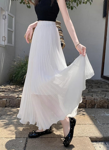 Women’s High Waist Pleated Skirt Bottoms | Chiffon | Elegant | Chic