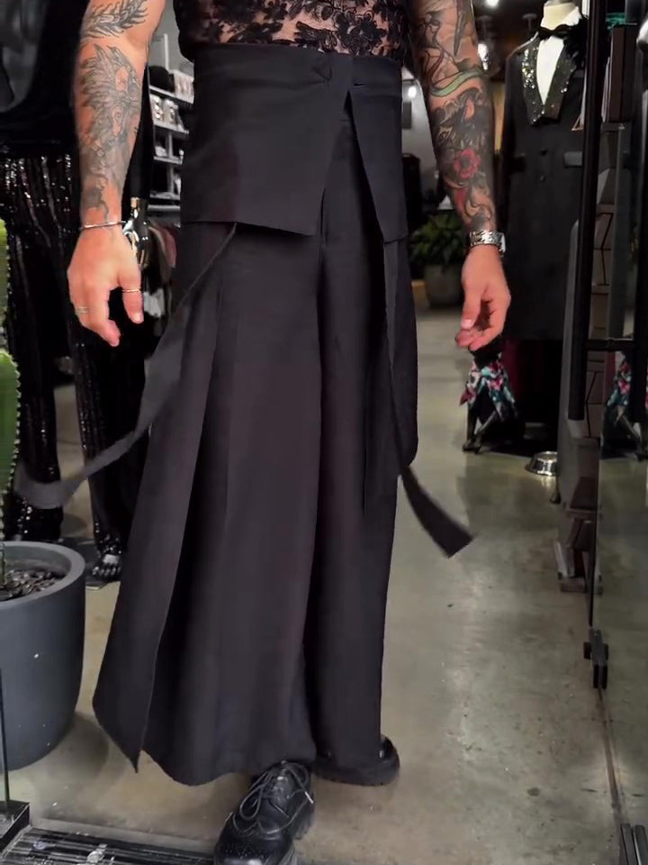 Men’s Strappy Wide Leg Pants Bottoms | Casual | Solid Color | Streetwear