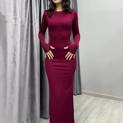 Women’s Long Sleeve Slim Fit Maxi Dress | Solid Color | Elegant | Party
