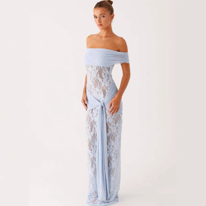 Women’s Lace Cutout Ribbon Maxi Dress | Elegant | Party | Evening