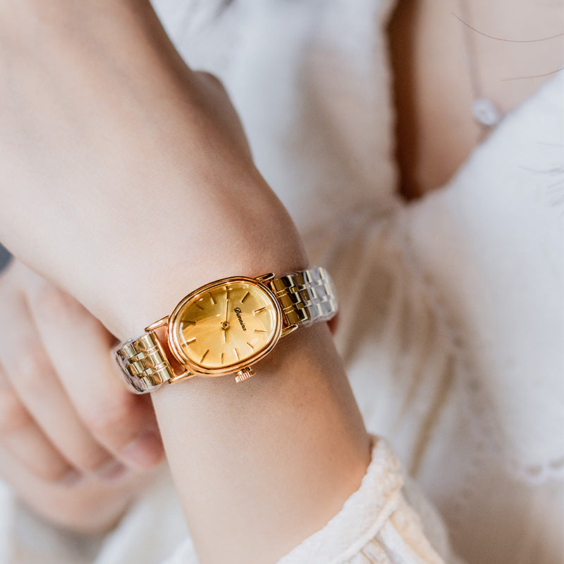 Women’s Oval Steel Quartz Watch | Vintage | Elegant | Minimal