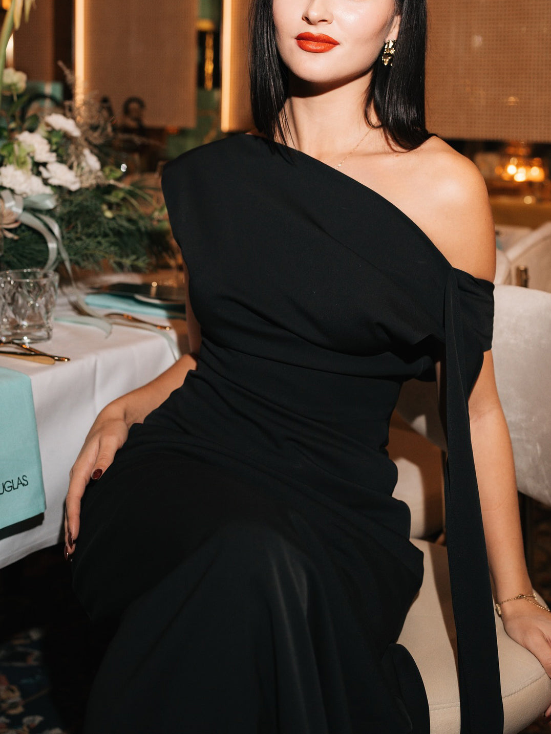 Women’s One Shoulder Backless Maxi Dress | Black | Elegant | Party