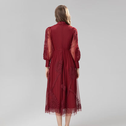 Women’s Waist Fit Dress | Burgundy | Elegant | Chic