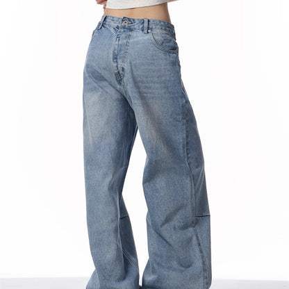 Women’s Reverse Design Washed Denim Jeans Bottoms | Retro | Streetwear | Casual