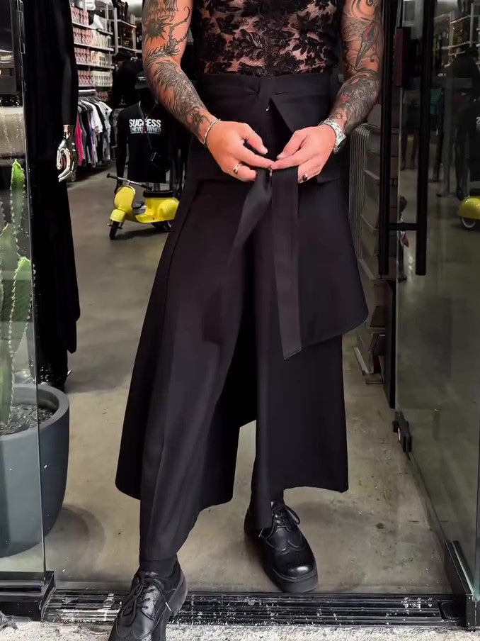 Men’s Strappy Wide Leg Pants Bottoms | Casual | Solid Color | Streetwear