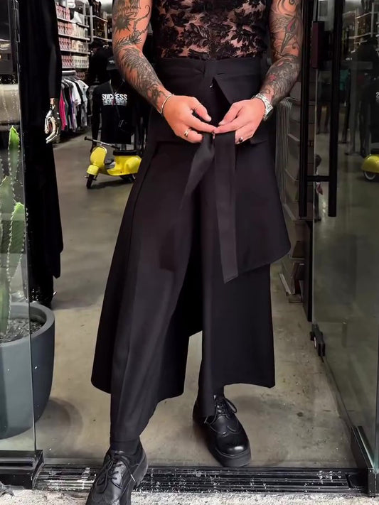 Men’s Strappy Wide Leg Pants Bottoms | Casual | Solid Color | Streetwear