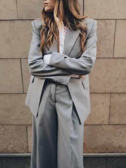 Women’s Two Piece Suit | Gray | Single Button | Elegant