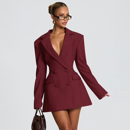 Women’s Long Sleeve Slim Fit Mini Dress - Blazer | Casual | Suit Style | Elegant