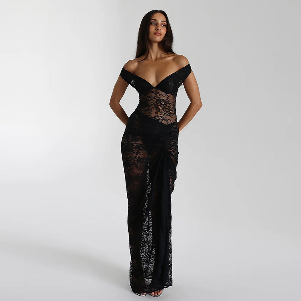 Women’s Sleeveless Backless Lace Maxi Dress | Pleated | Elegant | Party