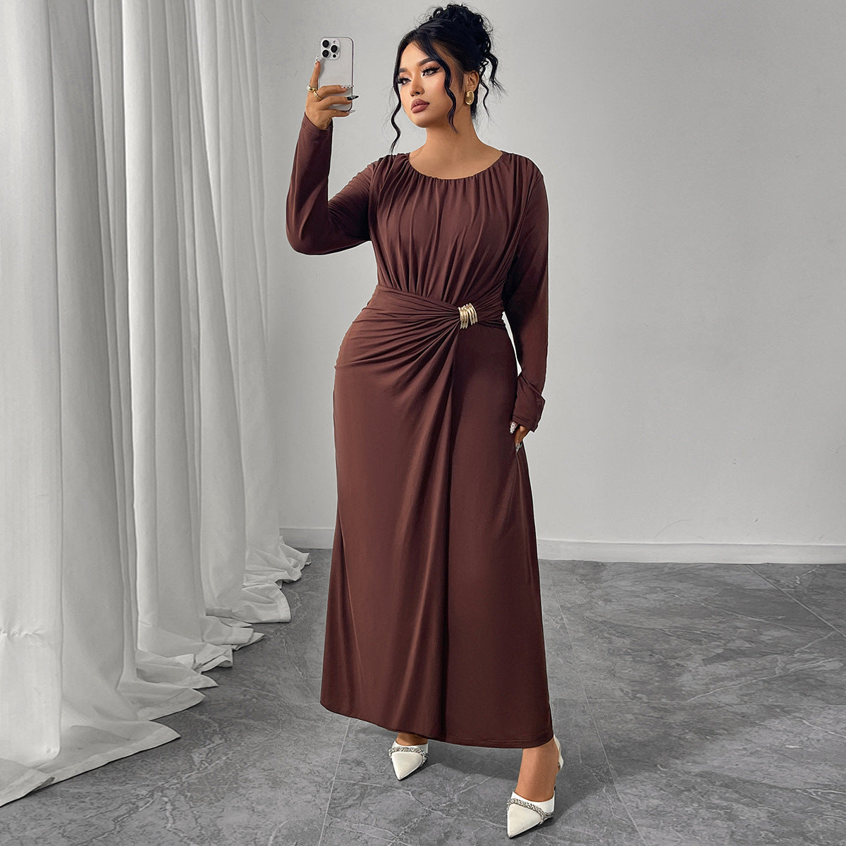 Women’s Coffee Color Maxi Dress | Fashion | Elegant | Casual