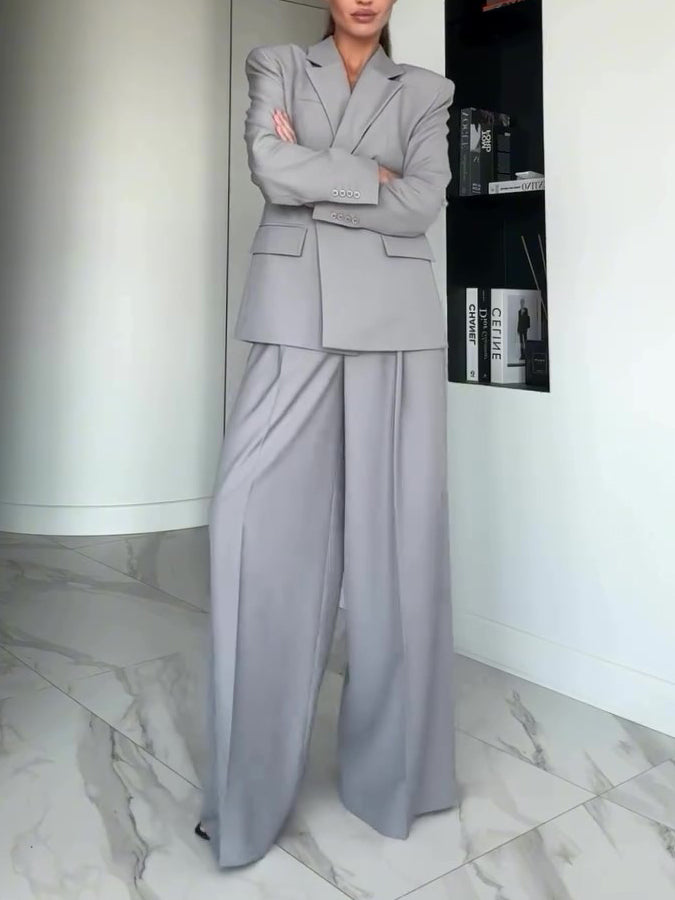 Women’s Two Piece Suit | Gray | Single Button | Elegant