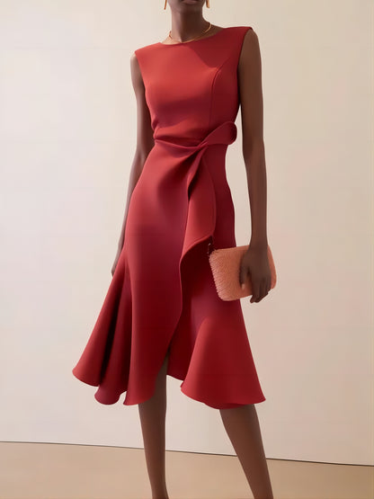 Women’s Sleeveless A Line Twist Waist Dress | Elegant | Casual | Chic