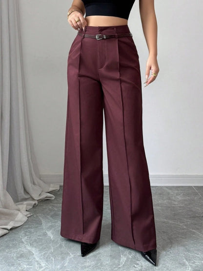 Women’s High Waist Straight Leg Pants Bottoms | Elegant | Loose Fit | Work
