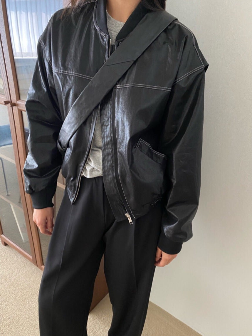 Women’s Loose Long Sleeve Leather Jacket Outerwear | Casual | Chic | Streetwear