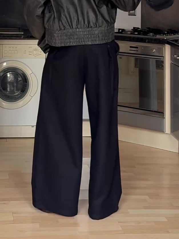 Men’s High Waist Double Button Wide Leg Pants Bottoms | Black | Elegant | Chic
