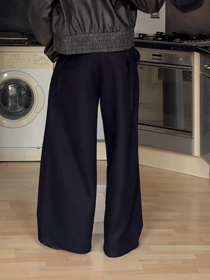 Men’s High Waist Double Button Wide Leg Pants Bottoms | Black | Elegant | Chic