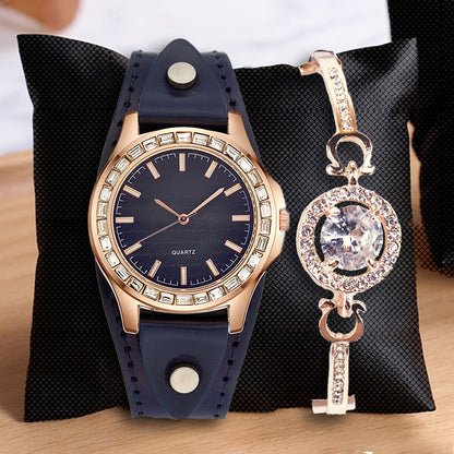 Women’s Full Diamond Quartz Watch Set | Light Luxury | Elegant | Fashion