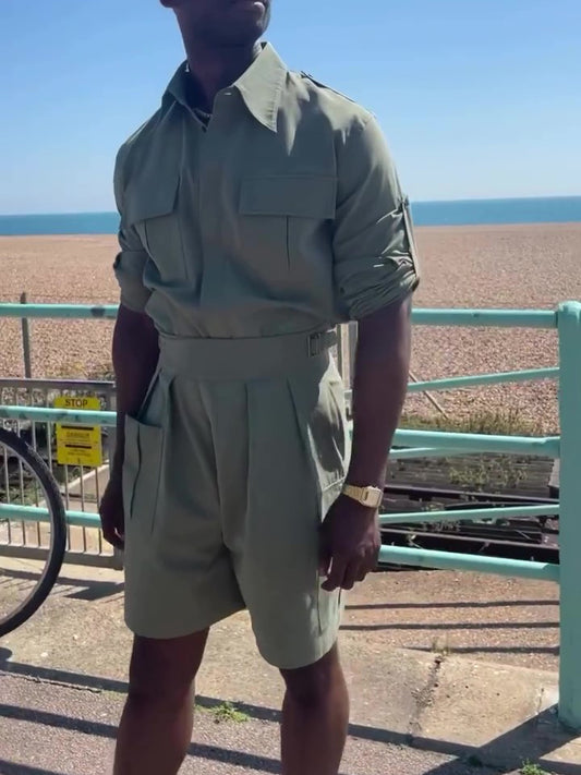 Men’s Two Piece Set | Army Green | Long Sleeve | Casual