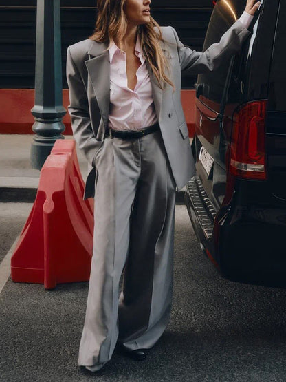 Women’s Two Piece Suit | Gray | Single Button | Elegant