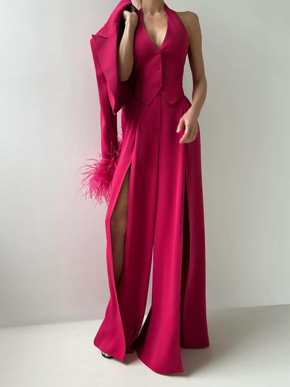 Women’s Three Piece Set | Rose | Furry | Chic