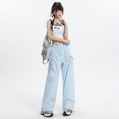 Women’s Straight Cargo Track Pants Bottoms | Wide Leg | Casual | Streetwear