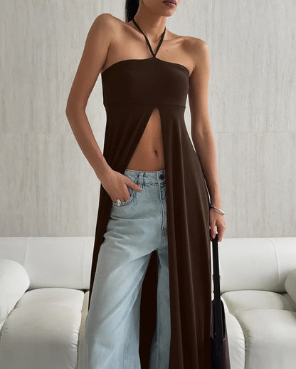 Women’s Halter Neck Strapless Slit Dress | Elegant | Party | Evening