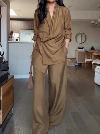 Women’s Satin Summer Set | Wrap Style | Elegant | Chic