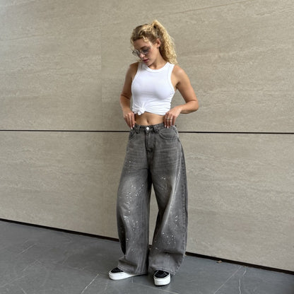 Women’s Washed Bleached High Waist Pants Bottoms | Designer Style | Casual | Chic