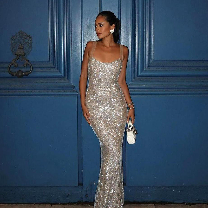 Women’s Shiny Camisole Maxi Dress | Elegant | Party | Evening
