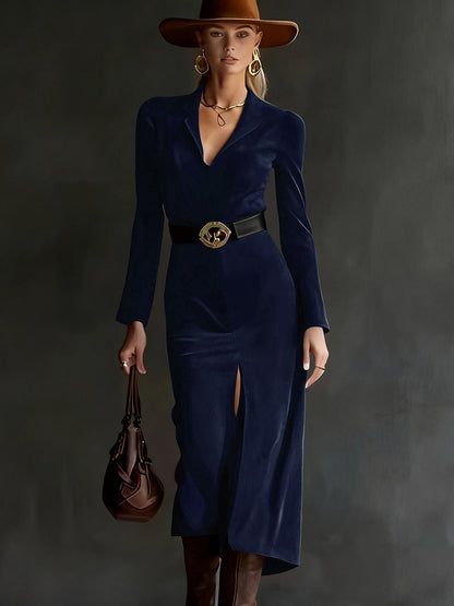 Women’s High Waist Long Maxi Dress | Solid Color | Belted | Elegant