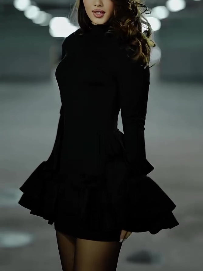 Women’s Bell Sleeve Mini Dress | Black | Elegant | Chic