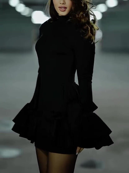 Women’s Bell Sleeve Mini Dress | Black | Elegant | Chic