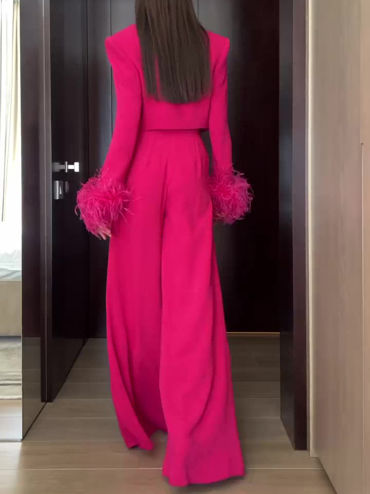 Women’s Three Piece Set | Rose | Furry | Chic