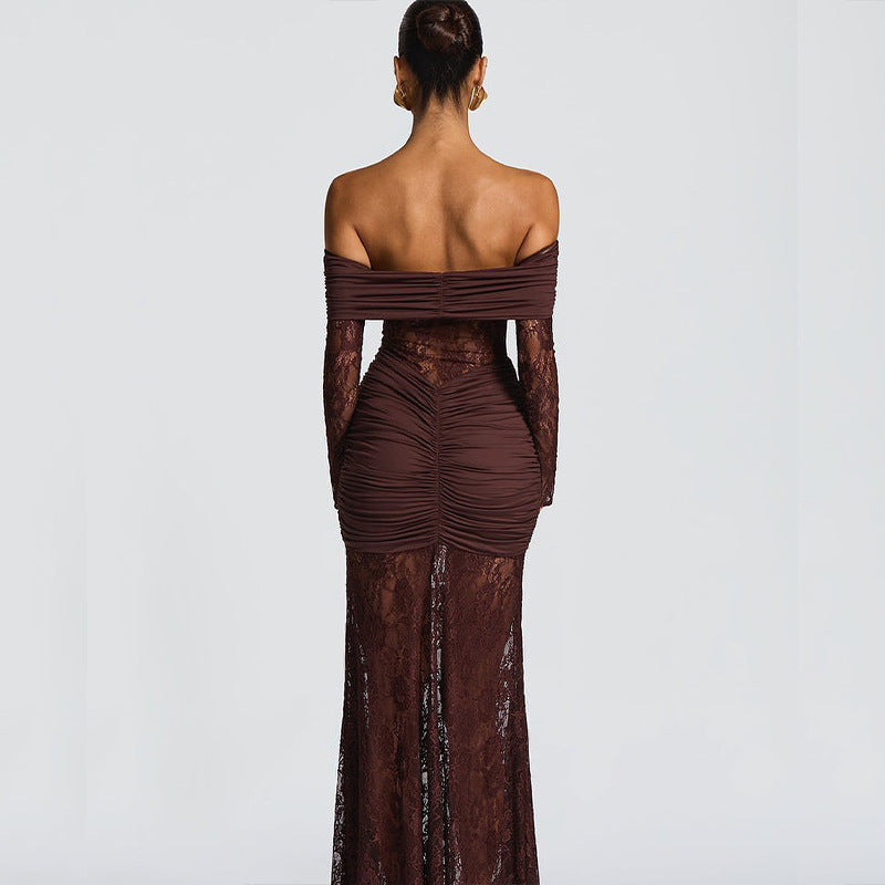 Women’s Bandeau Lace Long Dress | Elegant | Party | Evening