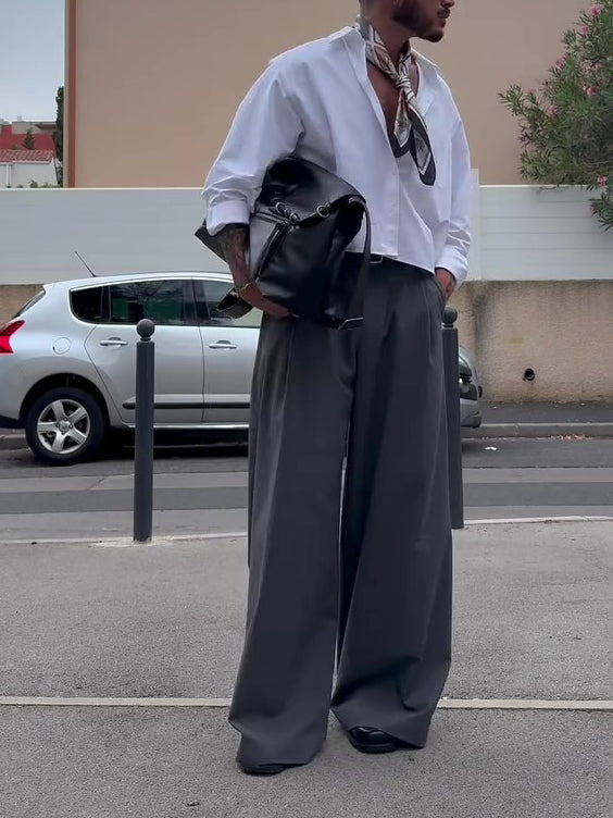 Men’s High Waist Wide Leg Pants Bottoms | Casual | Streetwear | Relaxed