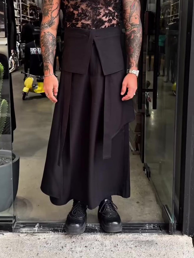 Men’s Strappy Wide Leg Pants Bottoms | Casual | Solid Color | Streetwear