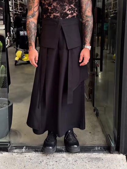 Men’s Strappy Wide Leg Pants Bottoms | Casual | Solid Color | Streetwear