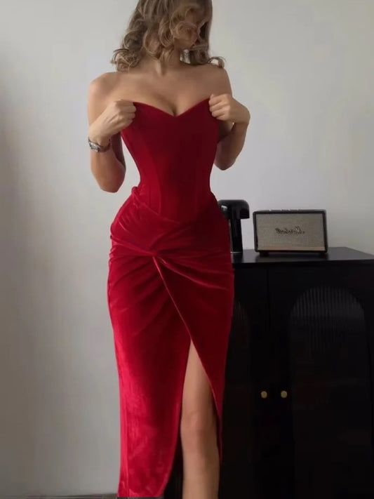 Women’s Velvet Tube Dress | Red | Elegant | Party