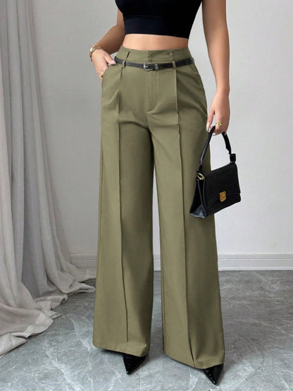 Women’s High Waist Straight Leg Pants Bottoms | Elegant | Loose Fit | Work