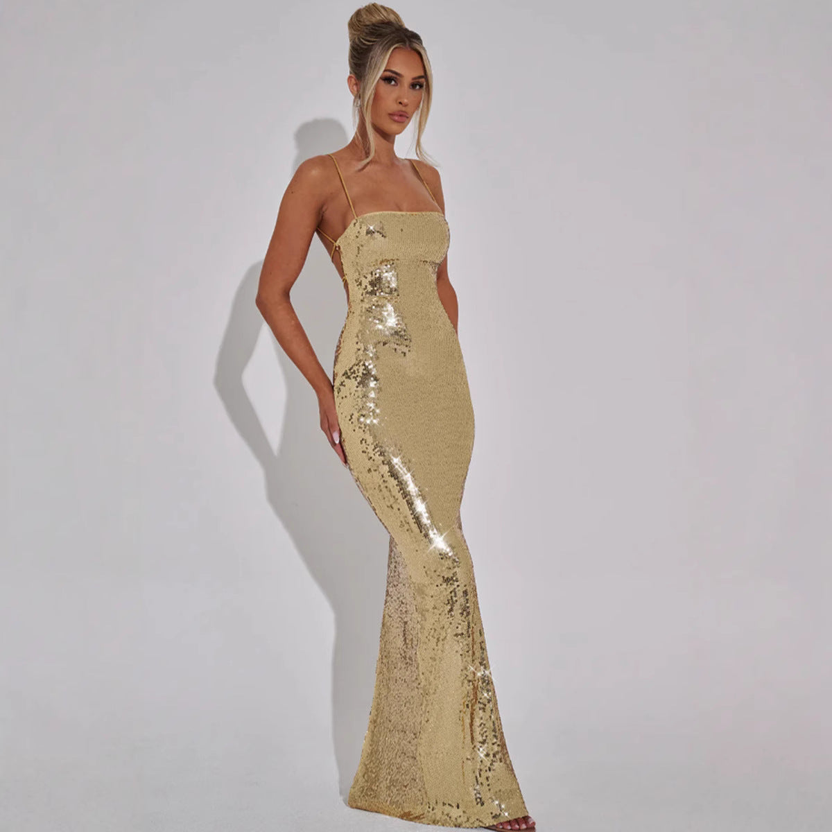 Women’s Sleeveless Sequin Camisole Maxi Dress | Party | Evening | Glam