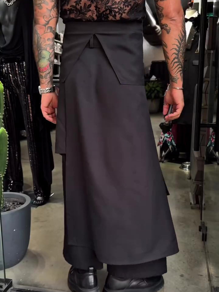 Men’s Strappy Wide Leg Pants Bottoms | Casual | Solid Color | Streetwear